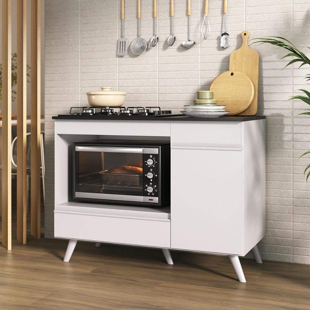 Balcão para Cooktop e Forno 105cm com 1 Porta e 1 Gaveta Veneza Multimóveis - Design Moderno e Funcionalidade