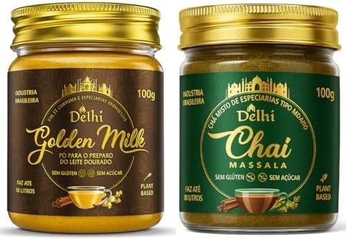Kit 1 Chai Latte Massala Indiano 1 Golden Milk Cúrcuma - Delhi