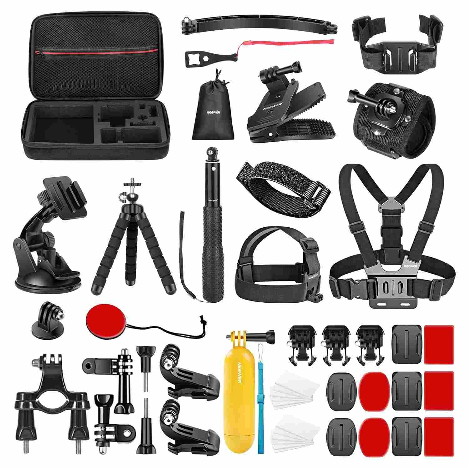 NEEWER Kit 50 em 1 Acessórios Câmera de Ação: GoPro, DJI, Insta360 e Mais!