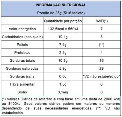 Kit 10 Unidades de Chocolate 70% Cacau Zero Açúcar Zero Lactose de 20g cada - Laciella