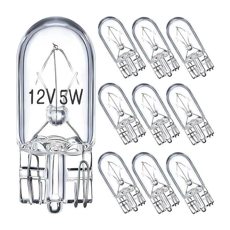 Kit 10 Lâmpadas T10 W5W Halógena 12V 5W Branca para Lanterna e Farolete Automotivo