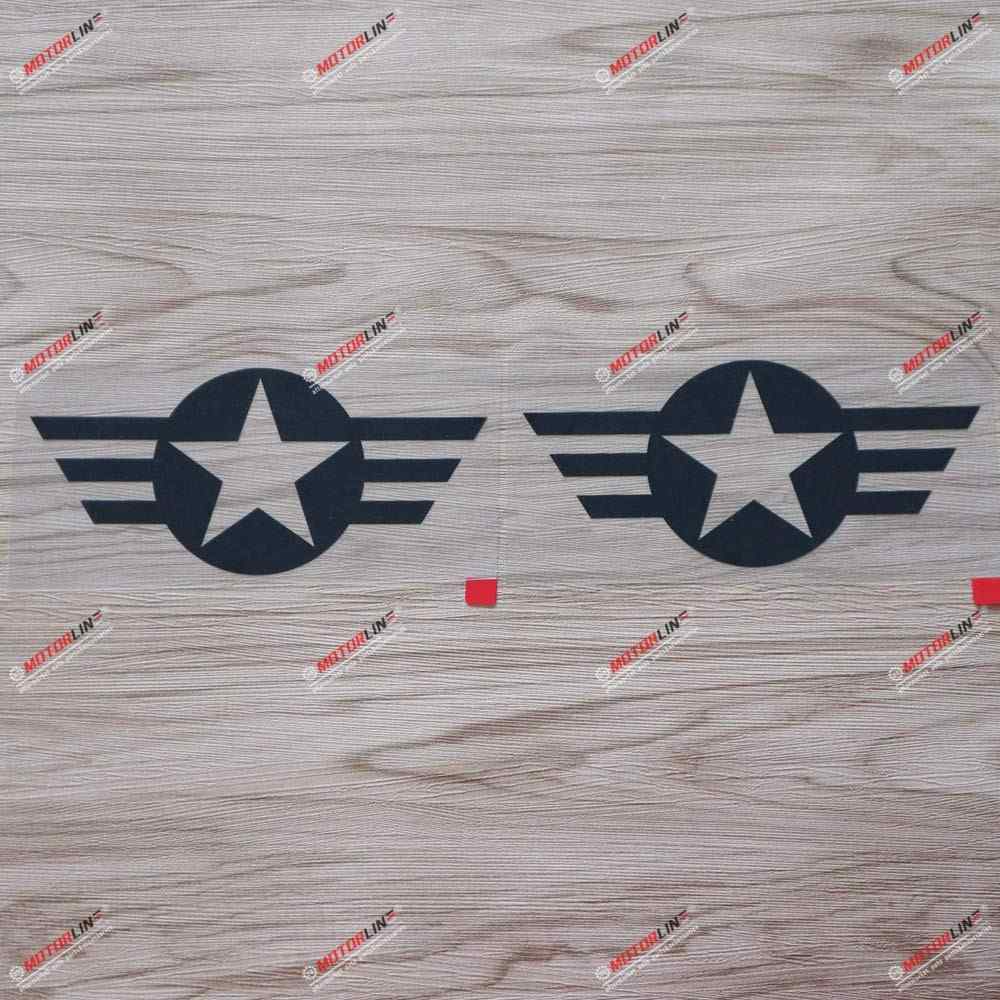 Kit 2 Adesivos "Air Force Star" WW2 10.2cm Vinil Premium para Jeep Willys e Carros - Preto Fosco