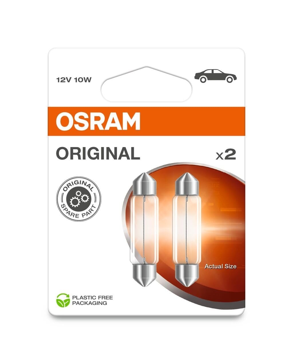 Lâmpada OSRAM Standard Original 6411 Torpedo 10W - Iluminação Confiável e Duradoura (2 Unidades)