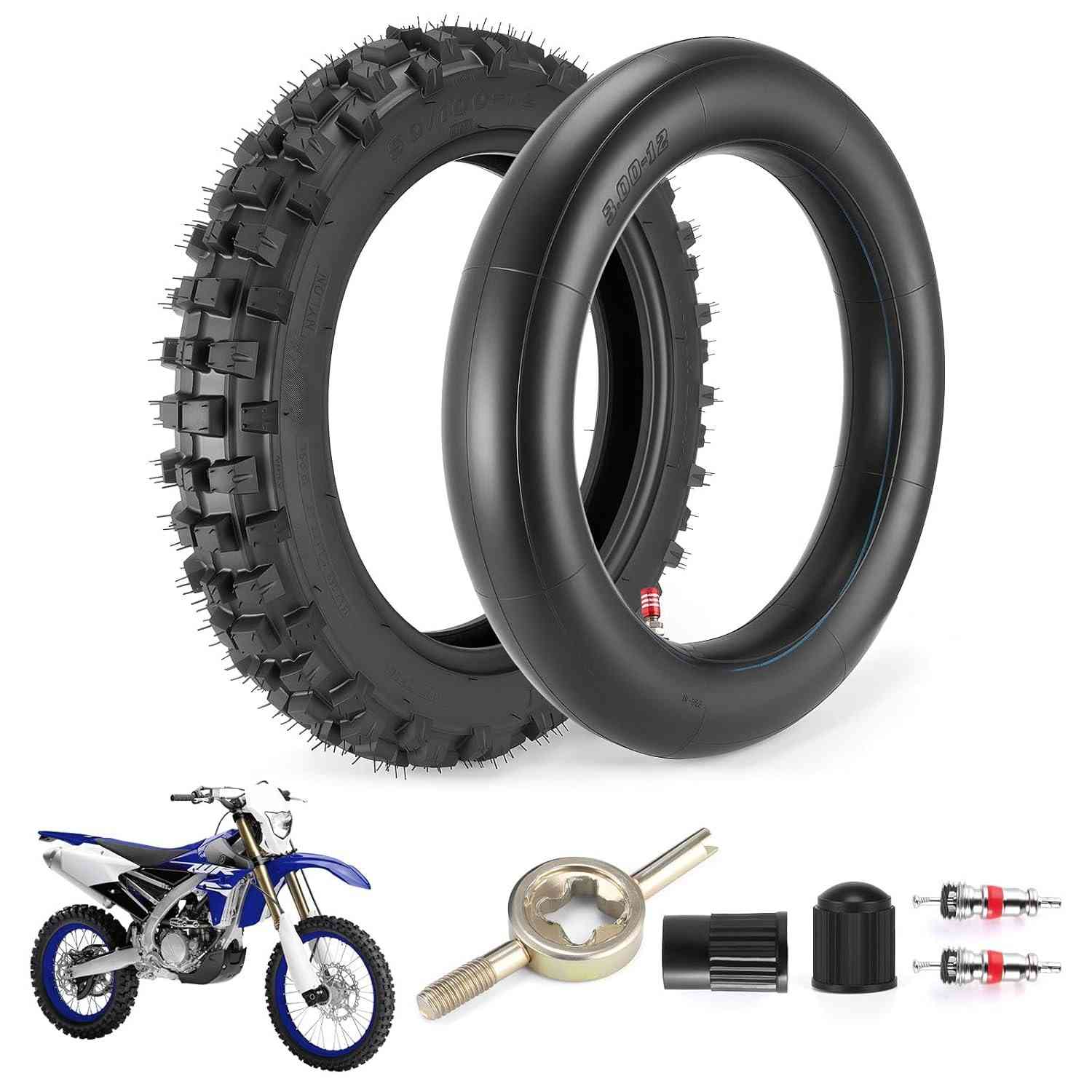 Pneu Traseiro 80/100-12 (3.00-12) com Câmara para Motos Off-Road e Dirt Bikes