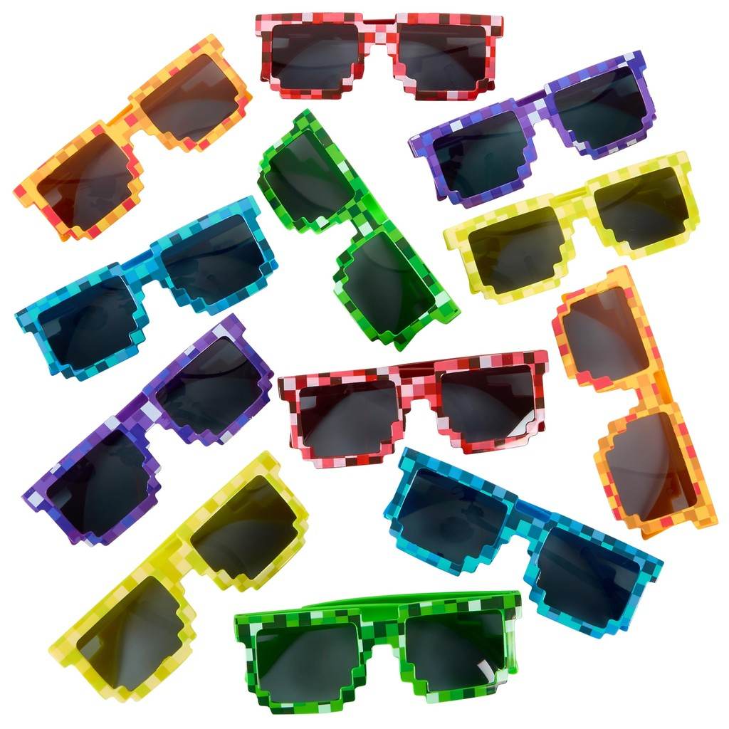 12 Óculos de Sol Pixelados Coloridos – Estilo Retrô para Toda Oportunidade