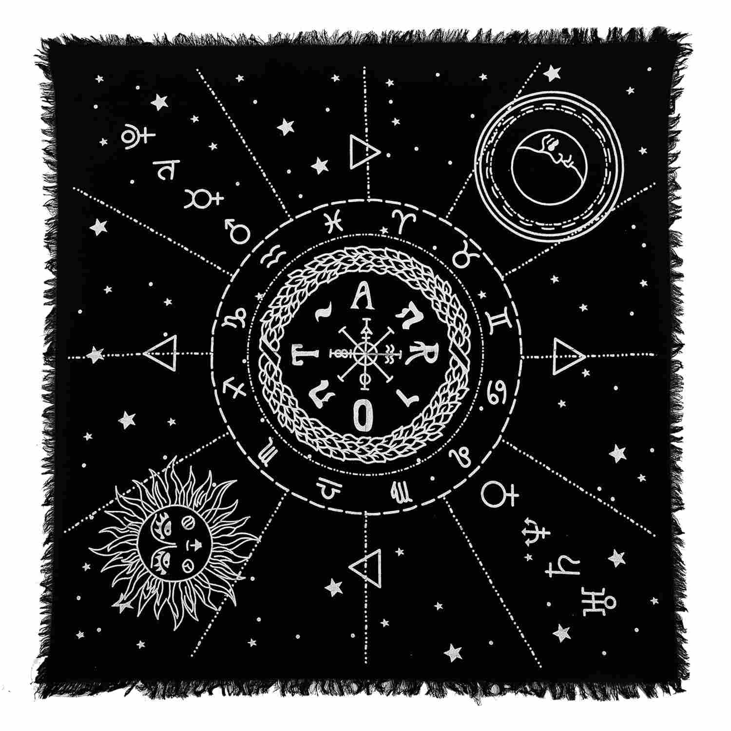 Pano de Altar 12 Constelações - 18x18 - Tecido Sagrado para Wicca, Bruxaria e Espiritualidade