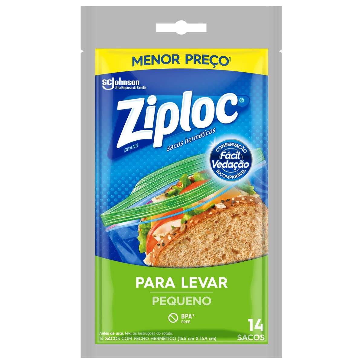 Ziploc Saco Hermético Pequeno - 14 Unidades | Organização e Frescor na Sua Cozinha