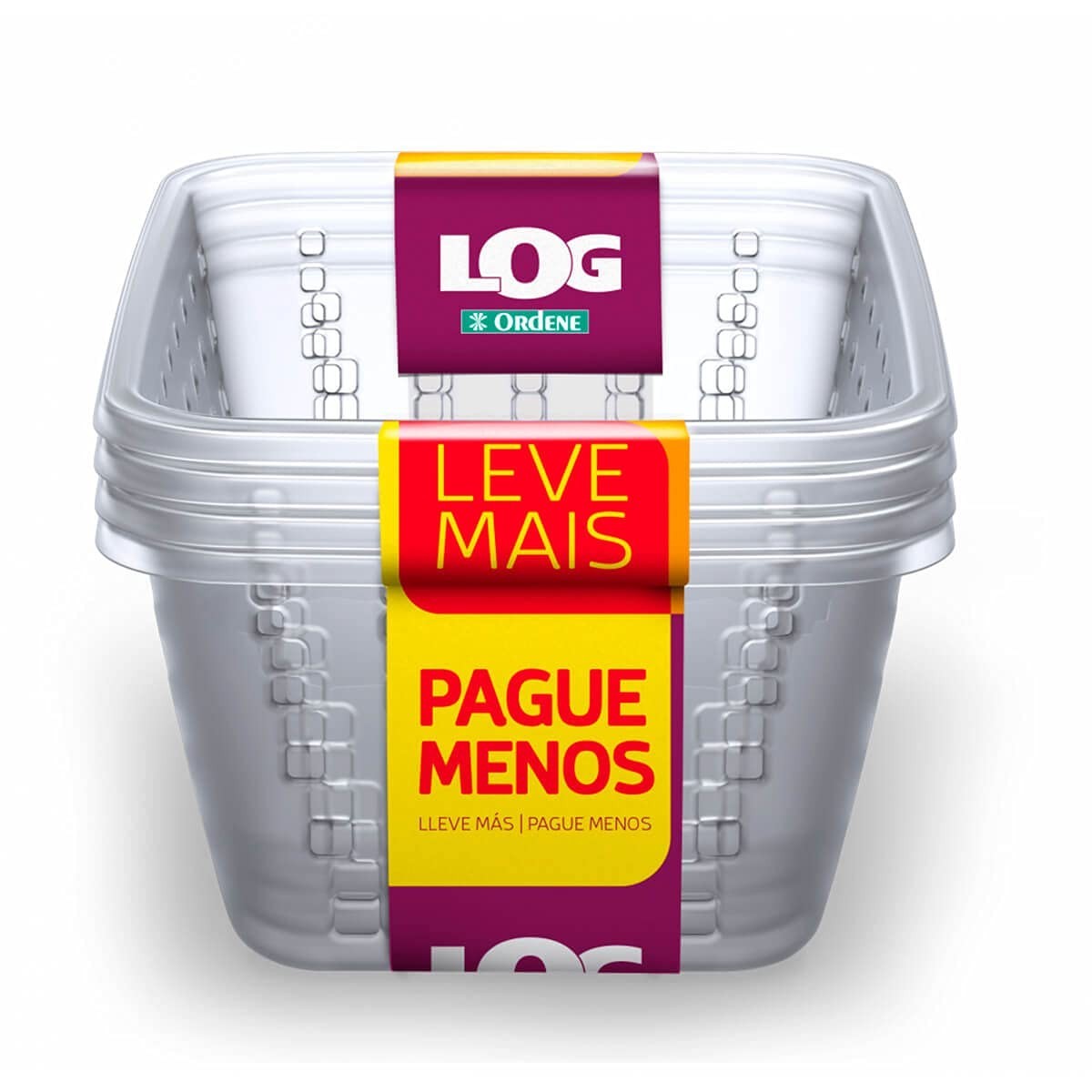 Conjunto com 4 Cestos Plástico Organizador 1,4L - Cor Cristal | Linha Log