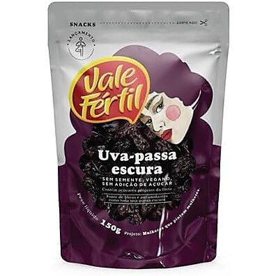 Uva Passa Escura Sem Semente Vale Fértil 150g