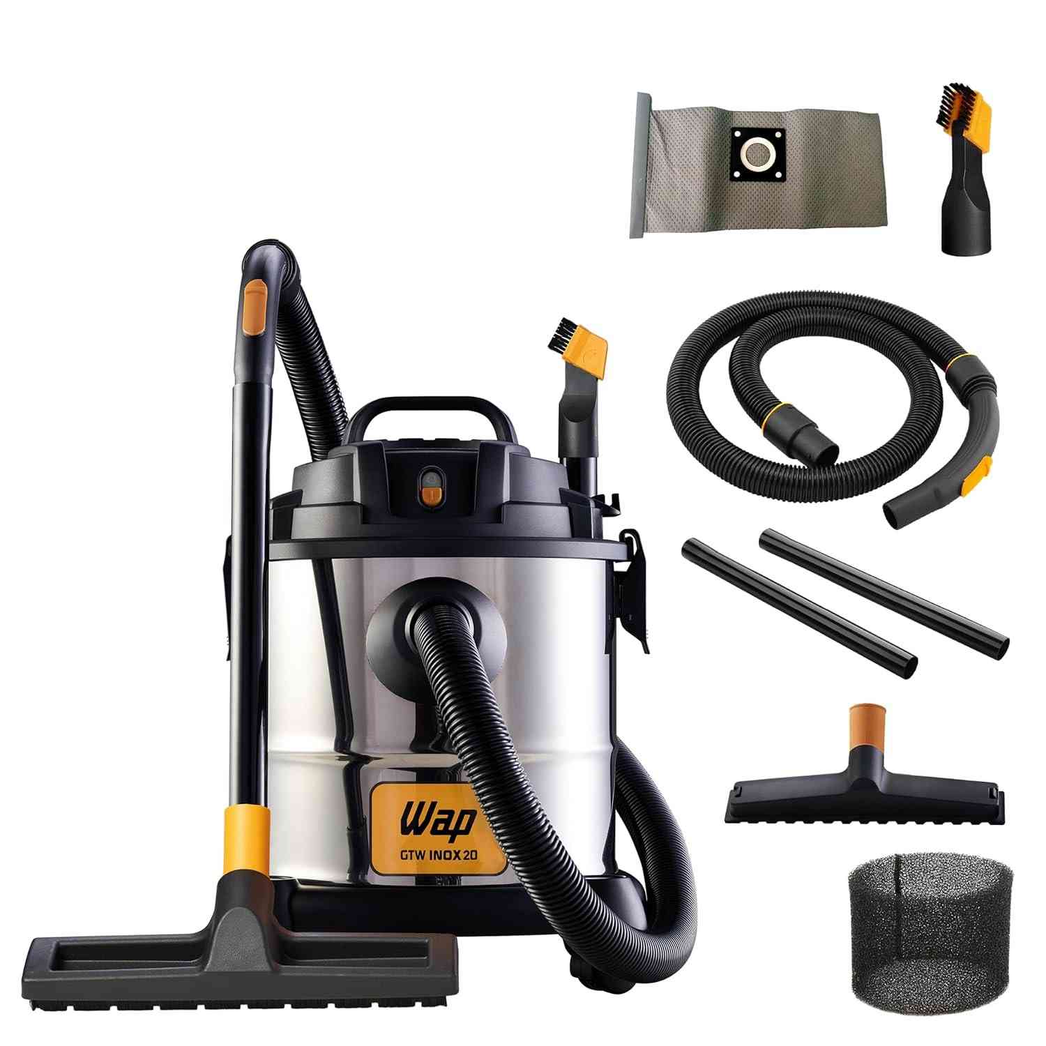 WAP Aspirador de Pó e Água GTW INOX 20 - 1600W, 20L, Filtro Lavável, 127V