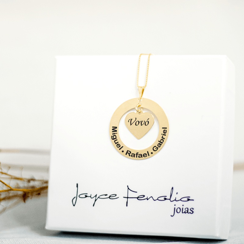 Colar Personalizado com Nome e Coração Banhado a Ouro 18K