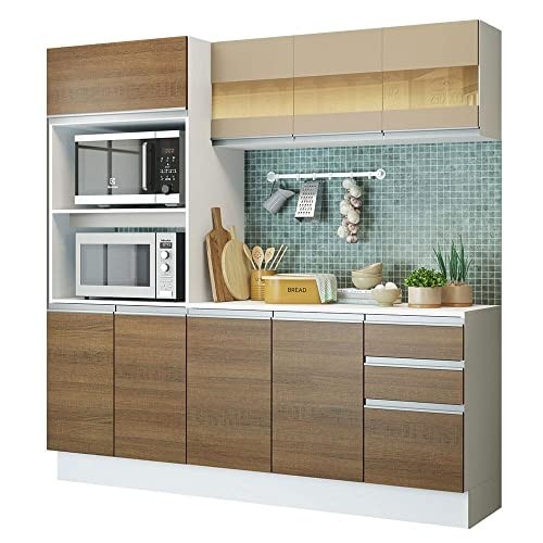 Cozinha Compacta Smart 190 cm Madesa - MDF Premium com Armário, Balcão e Tampo