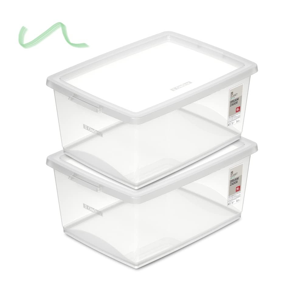 Kit 2 Caixas Organizadoras 15L Ordene - Design Moderno Cristal