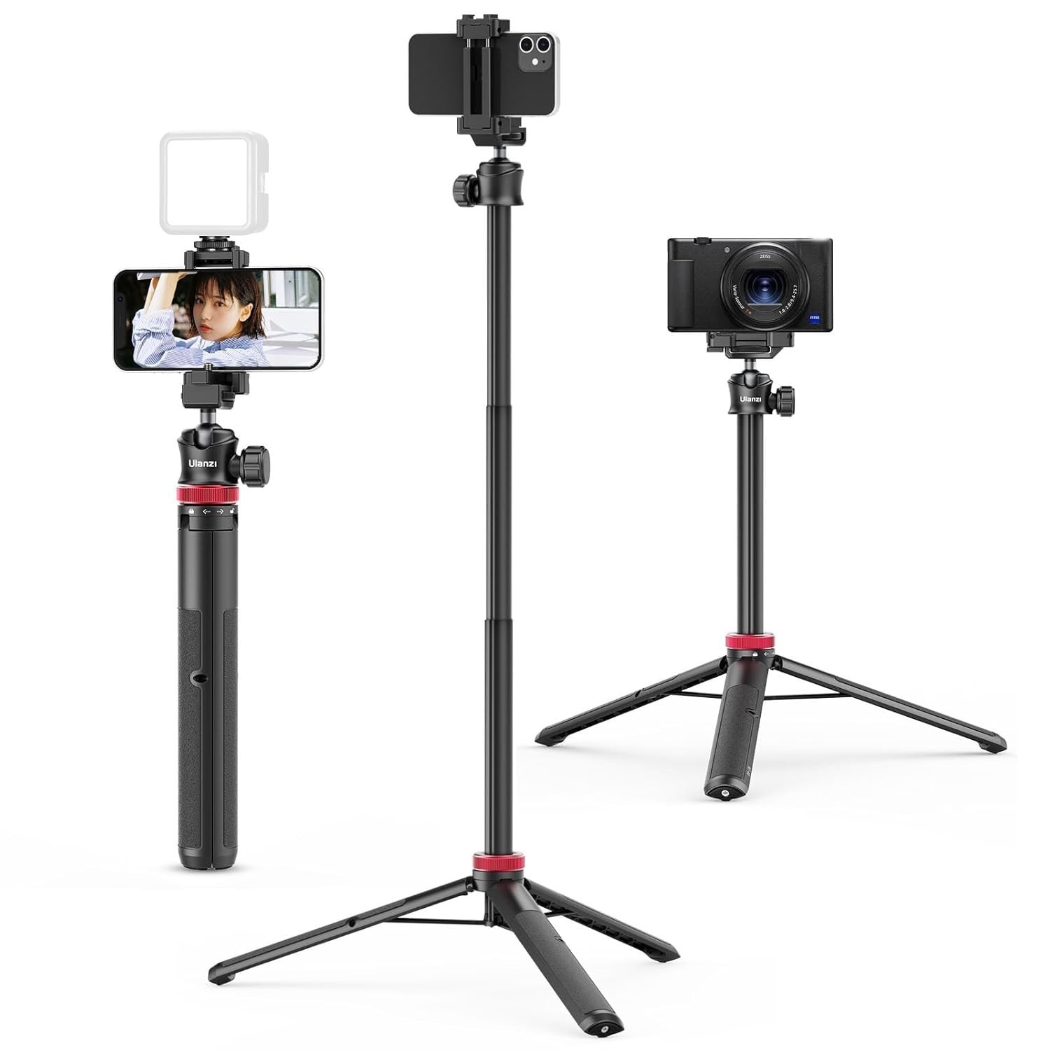 Tripé ULANZI MT-44: 150cm de Altura, 360° e Clip 2 em 1 para Celular e Câmera