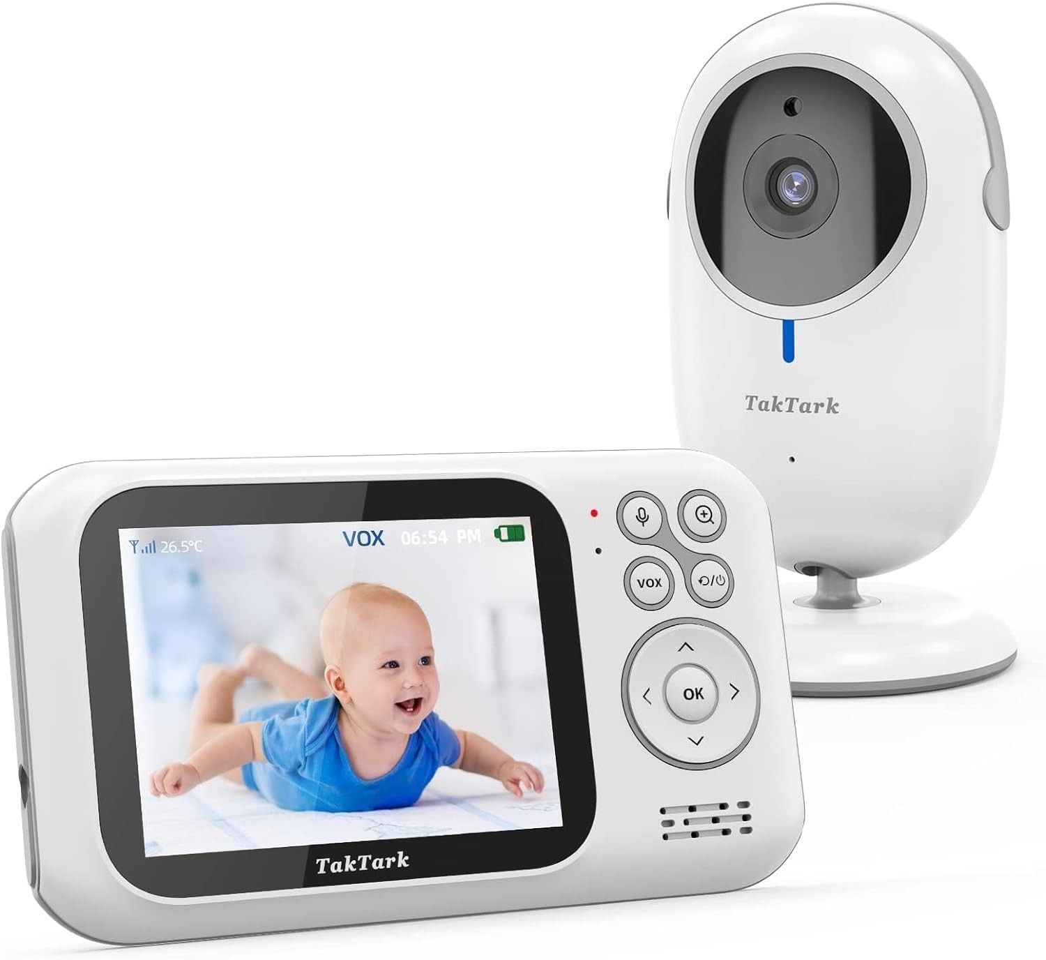 Babá Eletrônica TakTark 3.2" com Visão Noturna, Áudio 2 Vias e Segurança Total