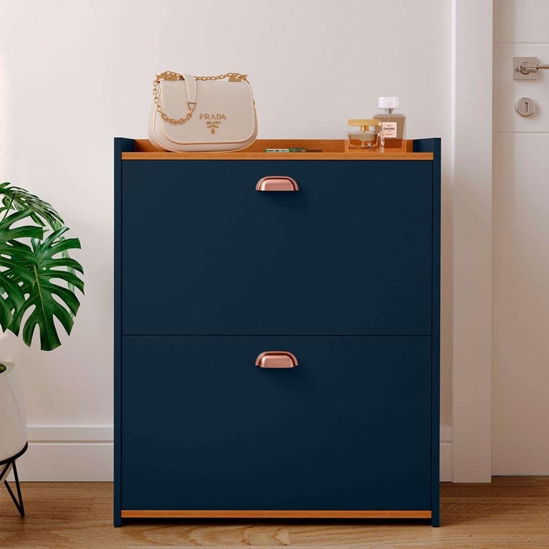 Sapateira Closet 2 Gavetas Basculantes Azul - Organize até 12 Pares com Estilo