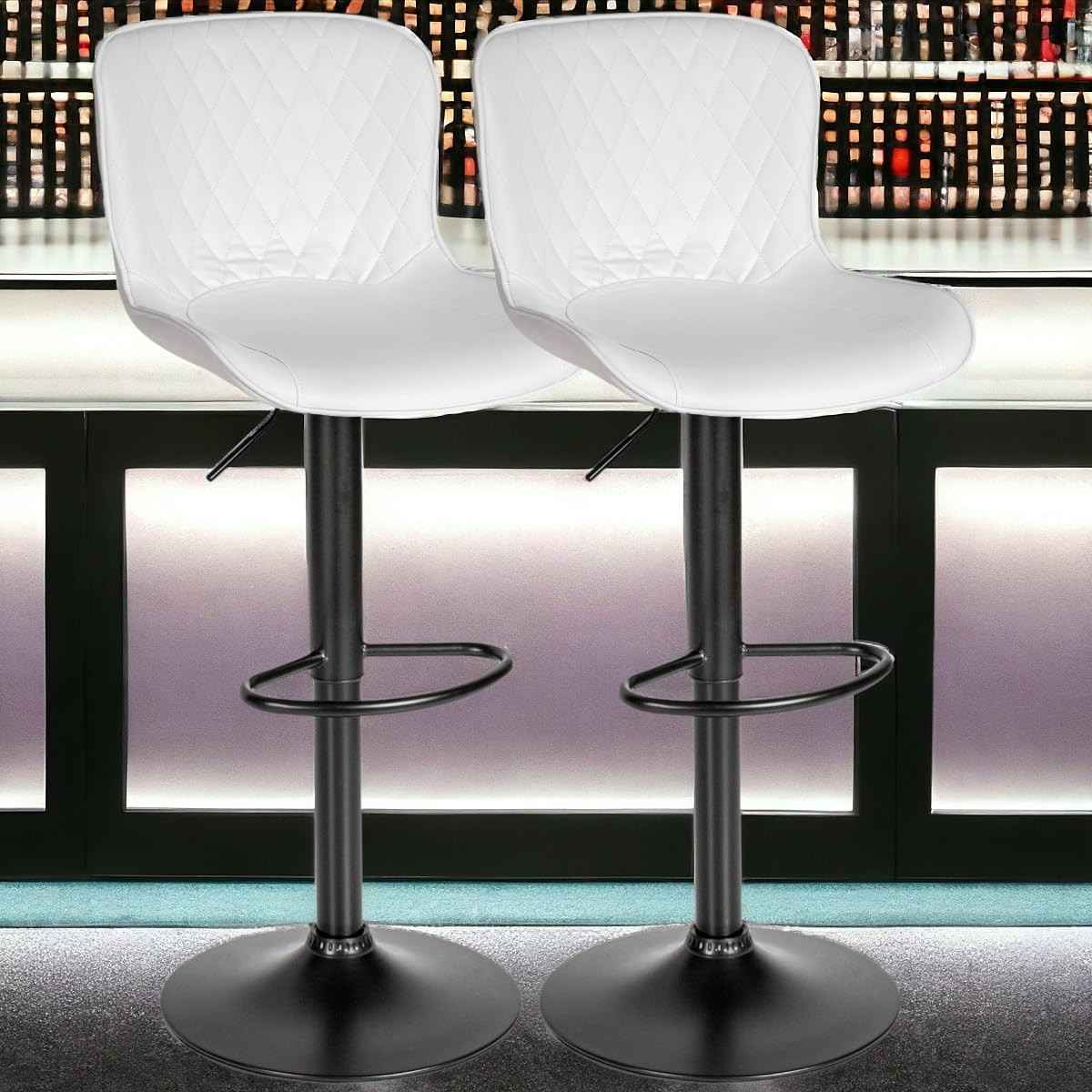 Kit 2 Banquetas Giratórias com Encosto - Design Moderno em Couro Sintético para Cozinha Americana e Balcão