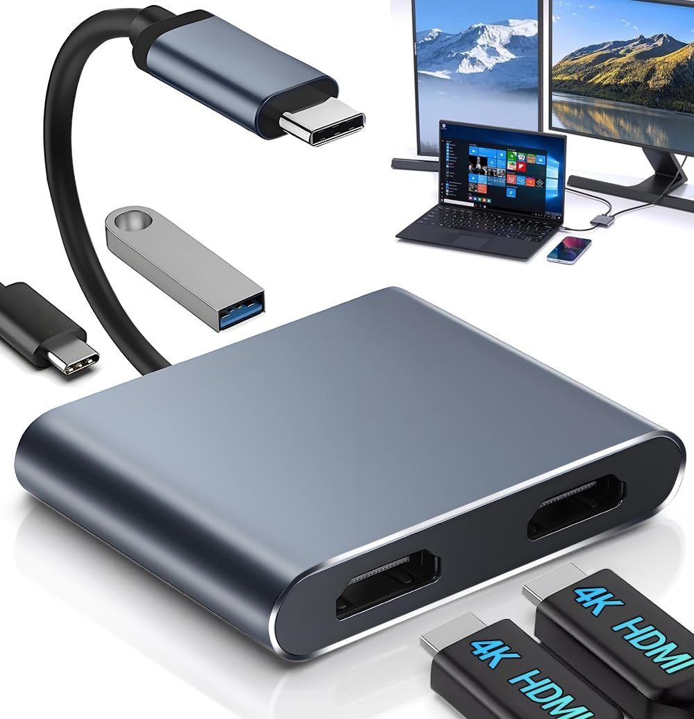 Hub USB-C para 2 Monitores HDMI 4K 60Hz - Expanda sua Produtividade!