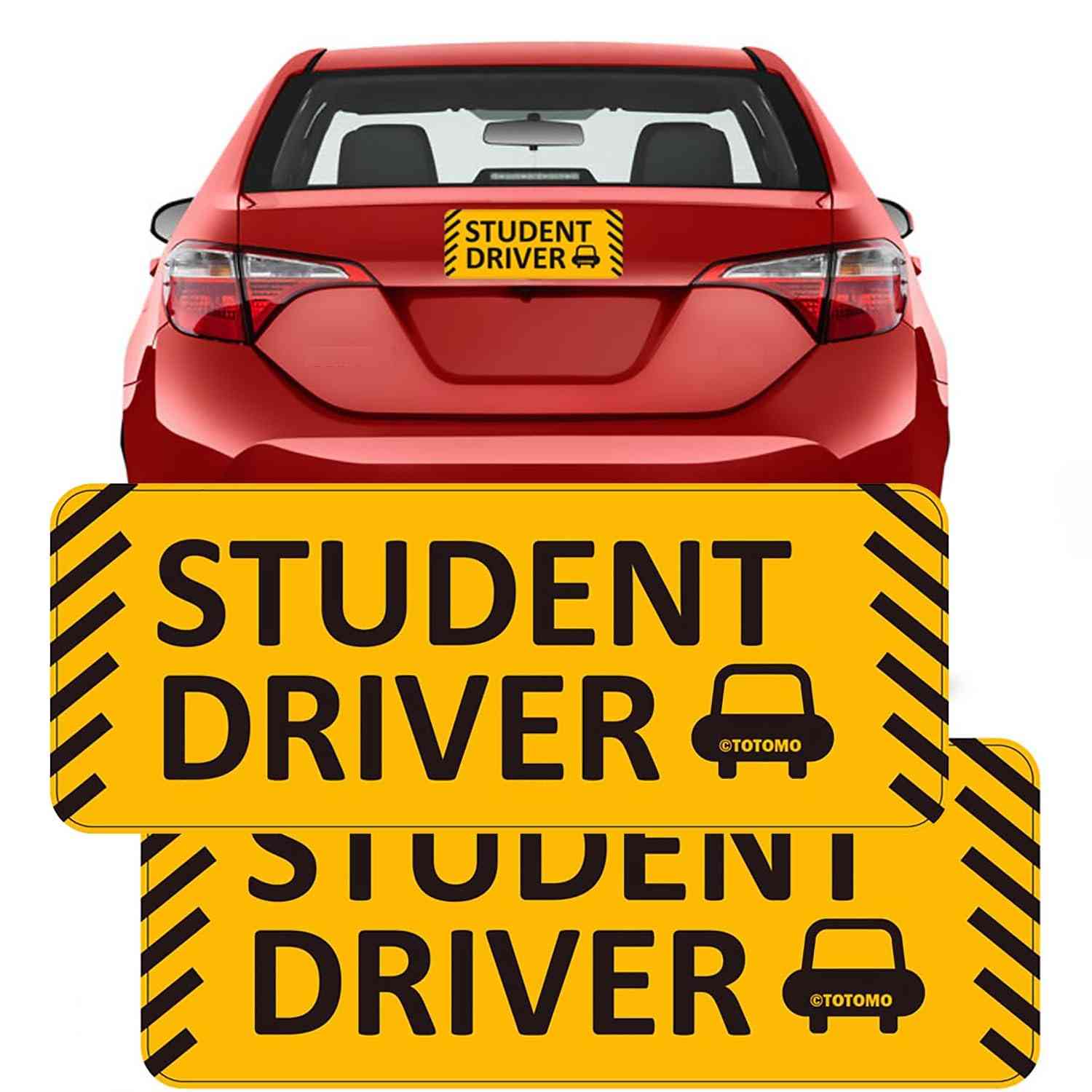 Kit 2 Ímãs "Estudante Dirigindo" 25cm - Segurança Refletiva para Novos Motoristas