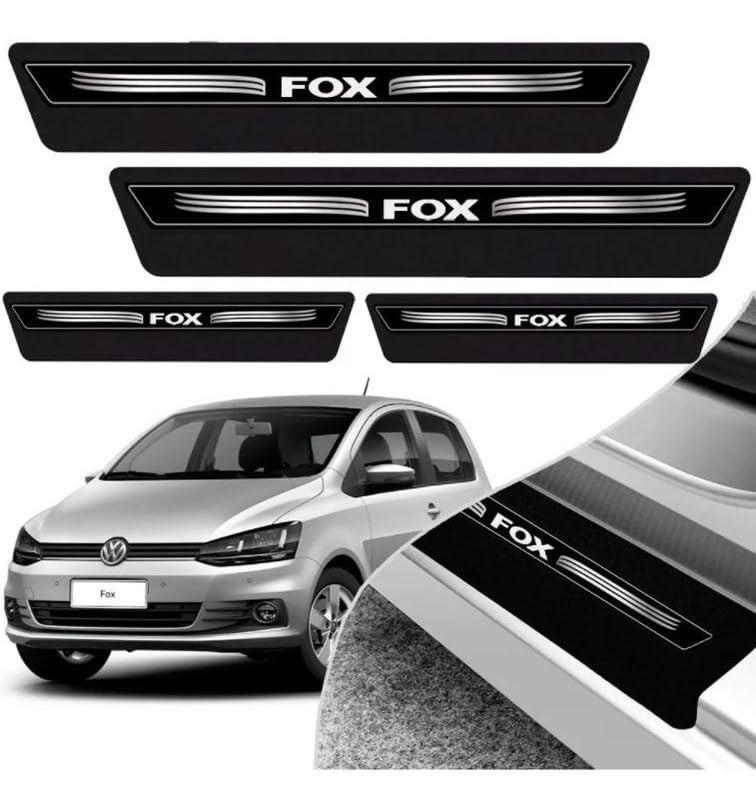 Soleira Adesiva Preta Fox 2003-2021: Proteção e Estilo em Jogo de 8 Peças