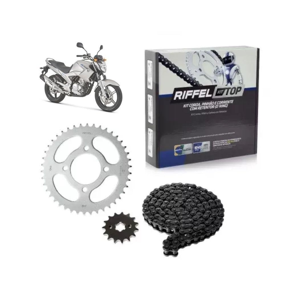 Kit Relação Riffel Yamaha Fazer 250 (2006-2017) Aço 1045 O-ring - Performance e Durabilidade TOP