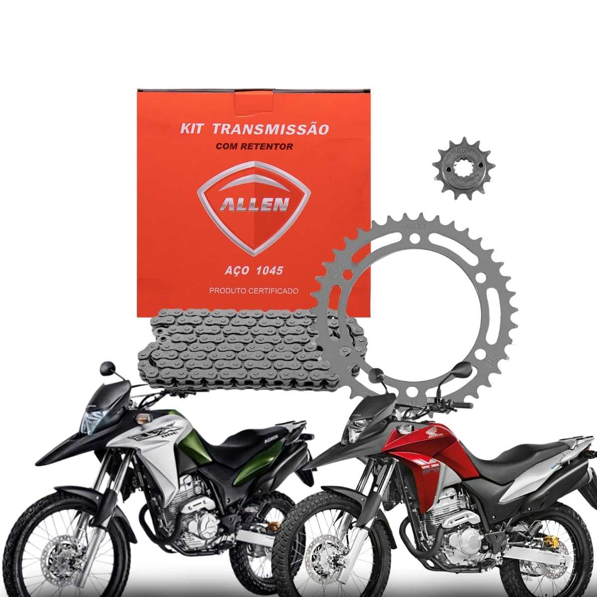 Kit Relação Transmissão XRE 300 Allen (2009-2023) com Retentor - Aço 1045 Reforçado