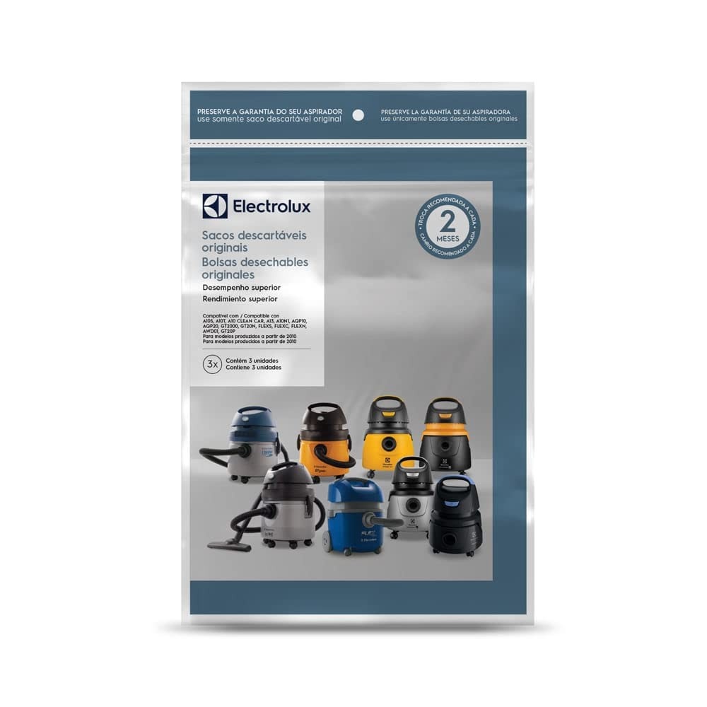 Kit 3 Sacos de Aspirador Electrolux CSE10 - Compatível com A10, Acqua Power e GT2000 (Pós-2010)