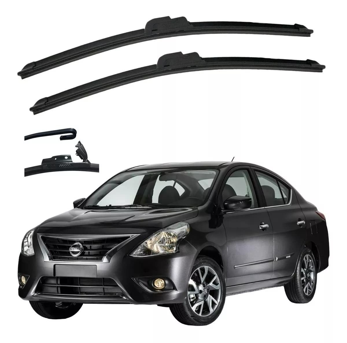 Par Palhetas Limpador Parabrisa Dianteiro Nissan Versa 2011-2020 - Visibilidade e Segurança