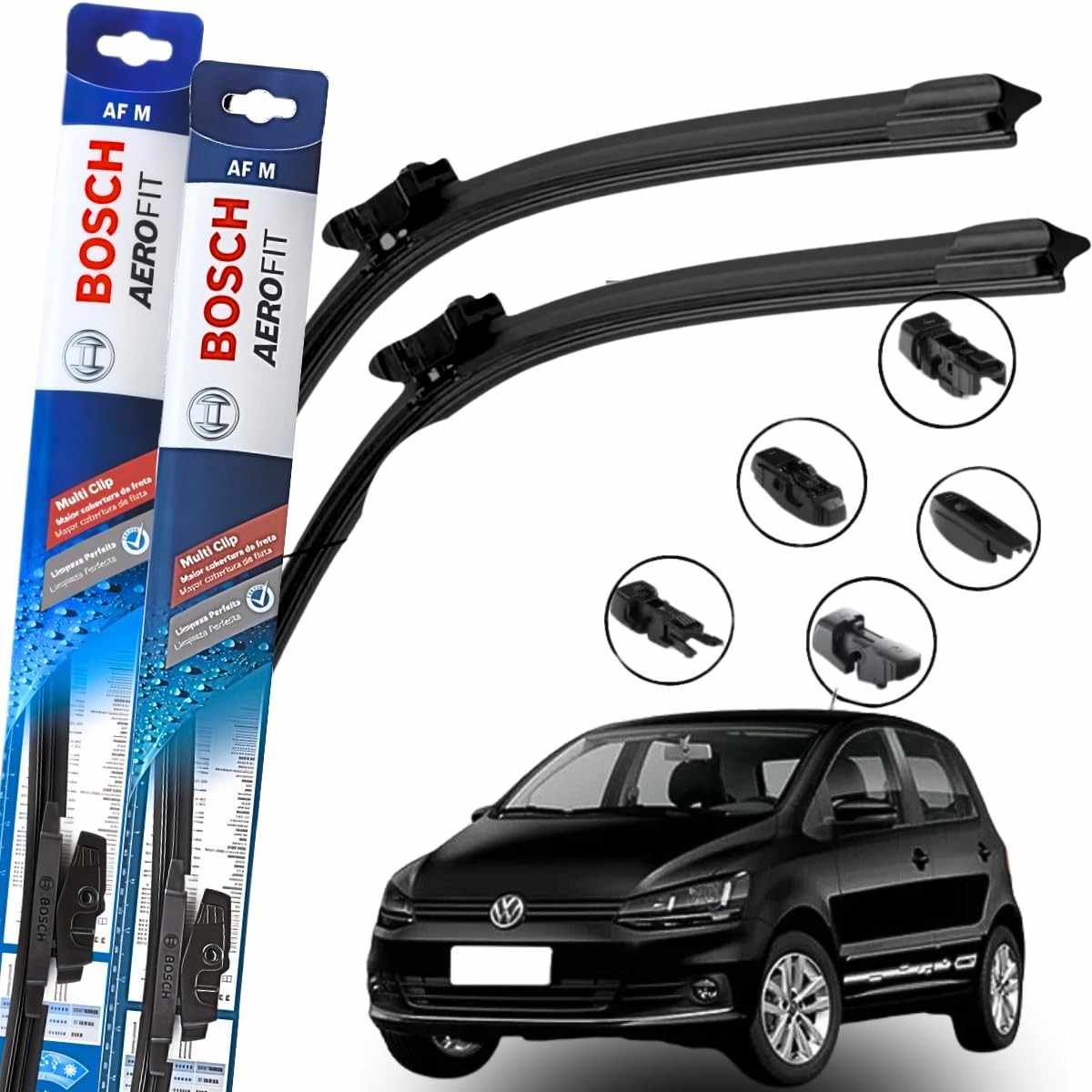 Par de Palhetas Limpador Para-Brisa Bosch Aerofit Multiclip - Fox 2012-2024