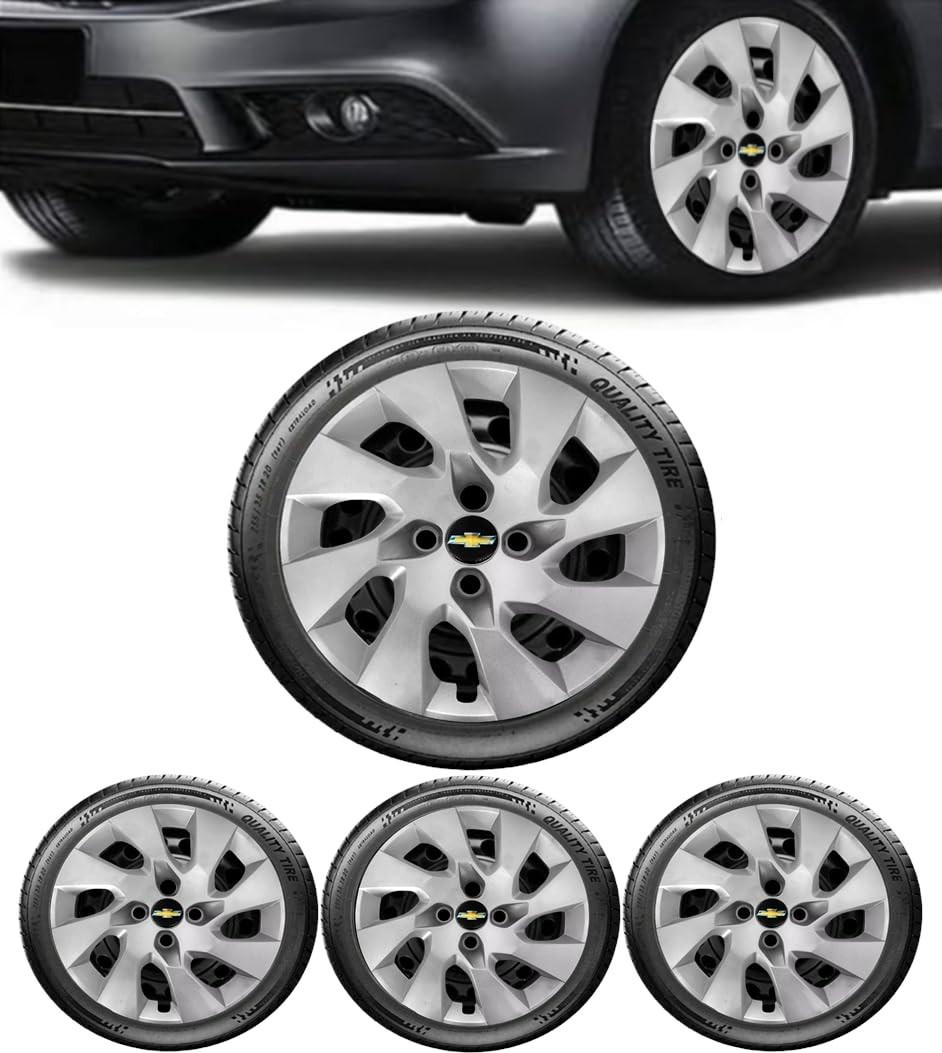 Jogo 4 Calotas Prata Aro 15 para Chevrolet Onix (2013-2024) - Design Moderno e Proteção