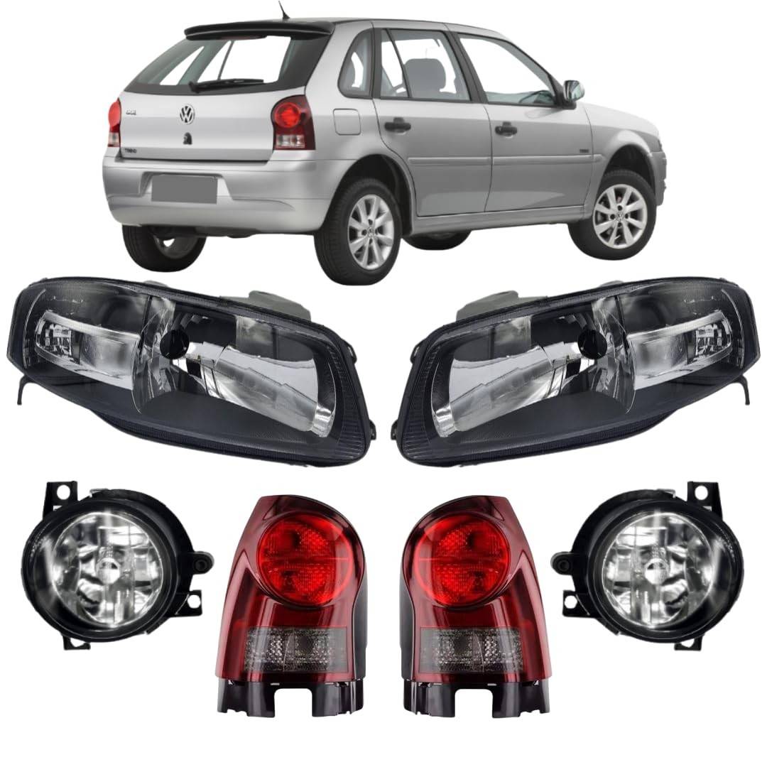 Kit Completo Faróis Máscara Negra, Lanternas Fumê e Milha para Gol G4 (2006-2013) - Estilo e Performance