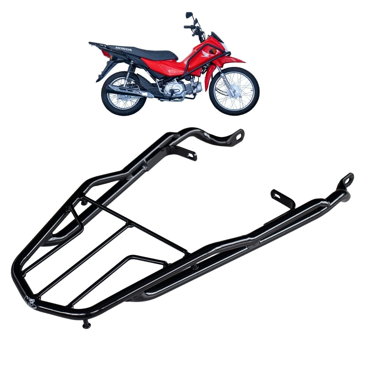 Bagageiro Reforçado Tref para Honda Pop 110 (2015+): Longo e Preto - Máxima Carga com Estilo!