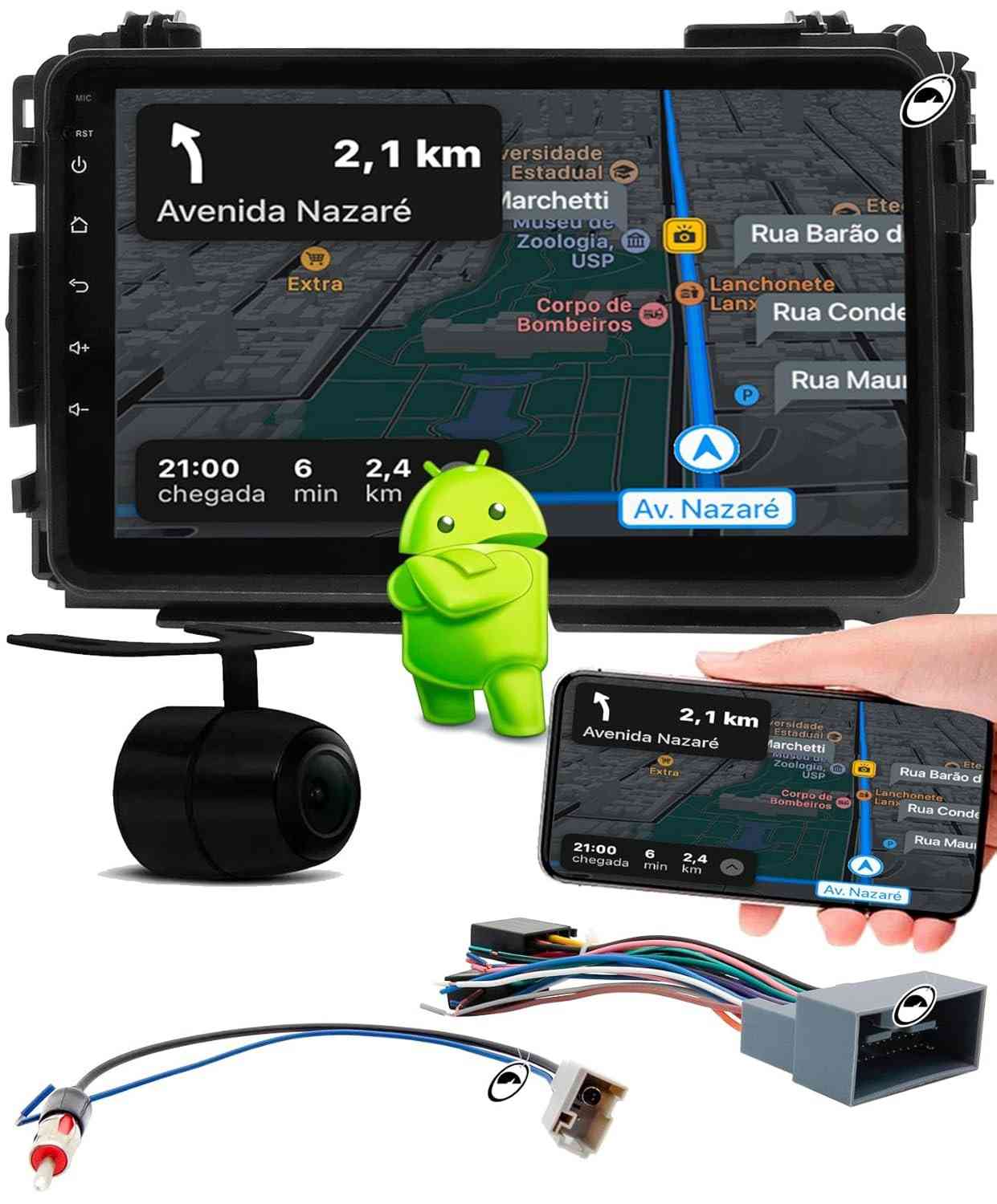 Central Multimídia H-TECH 9" Android para Honda HRV (2015-2021) com Android Auto, CarPlay e Câmera de Ré