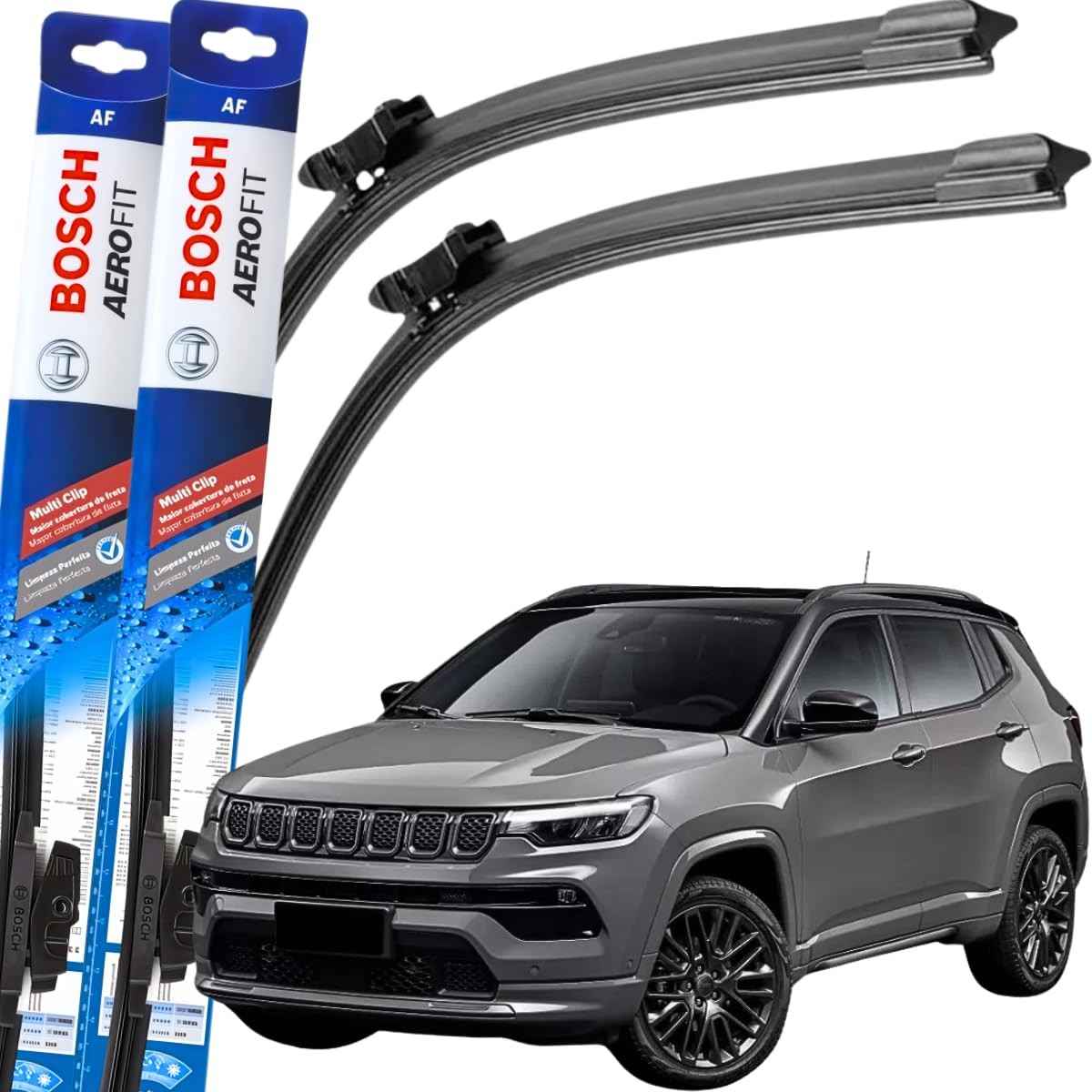 Kit Palhetas Limpador Parabrisa Bosch Aerofit Original Jeep Compass 2017-2024