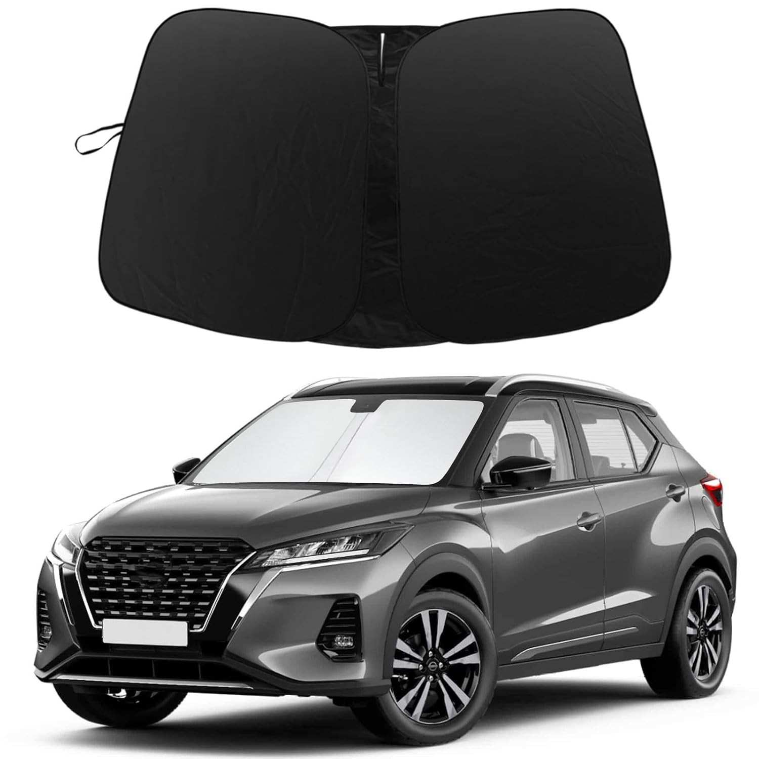 Protetor de Para-brisa Nissan Kicks 2018-2024: Frescor e Proteção UV com Bloqueador Solar Dobrável 240T