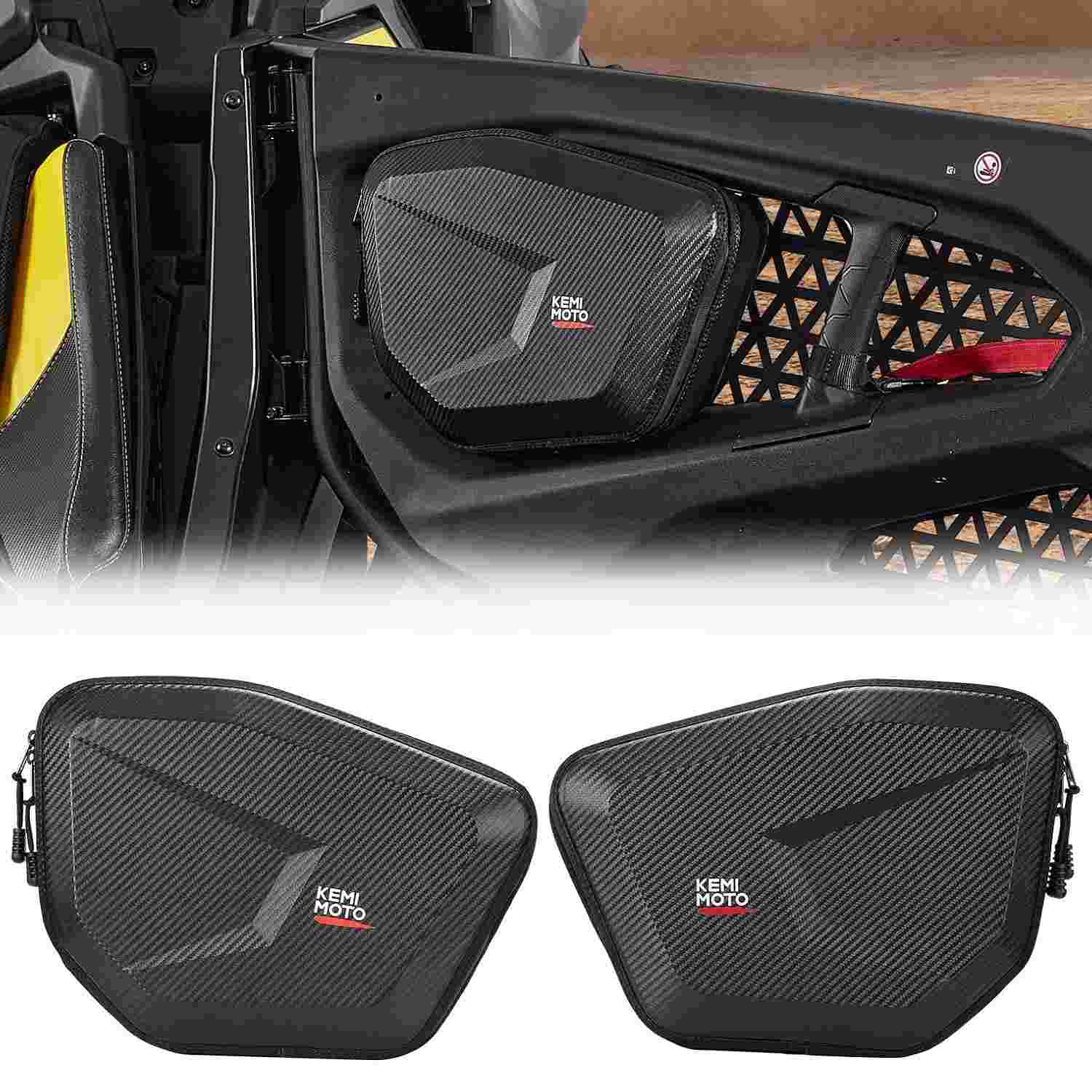 Bolsas de Porta KEMIMOTO para Can-Am Maverick R 2024+: Armazenamento Semirrígido 5.5L à Prova d'Água