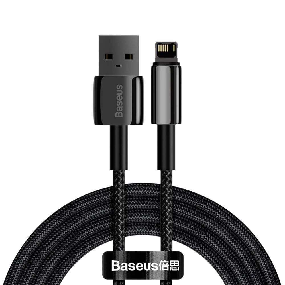 Cabo Baseus Tungsten Fast Charging 2.4A 2M Preto: Carregamento Rápido e Durabilidade para seu iPhone