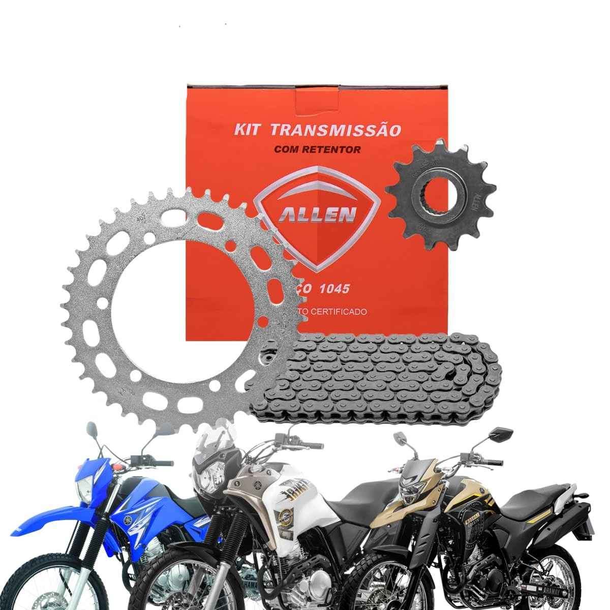 Kit Relação Transmissão XTZ Lander 250 / Ténéré 250 - Aço 1045 Resistente com Retentor