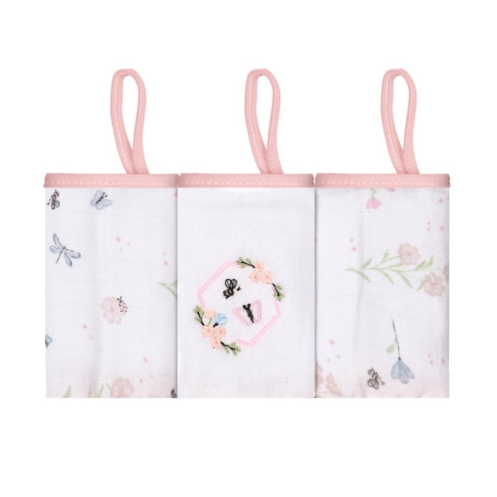Paninho de Boca Bordado Soft Papi com Prendedor de Chupeta 25cm – 3 Unidades