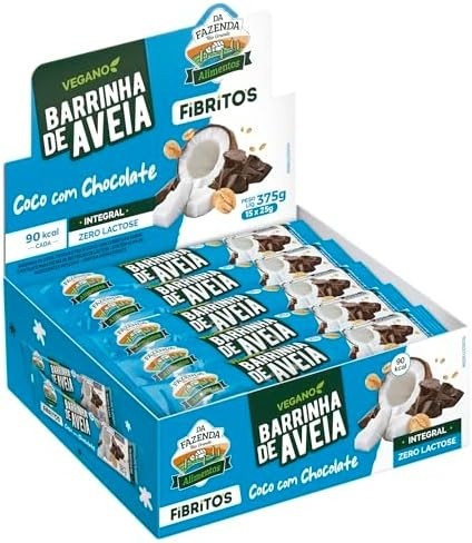 BIOSOFT Barrinha De Aveia - Fibritos Coco com Chocolate 25g. Display com 15 unidades