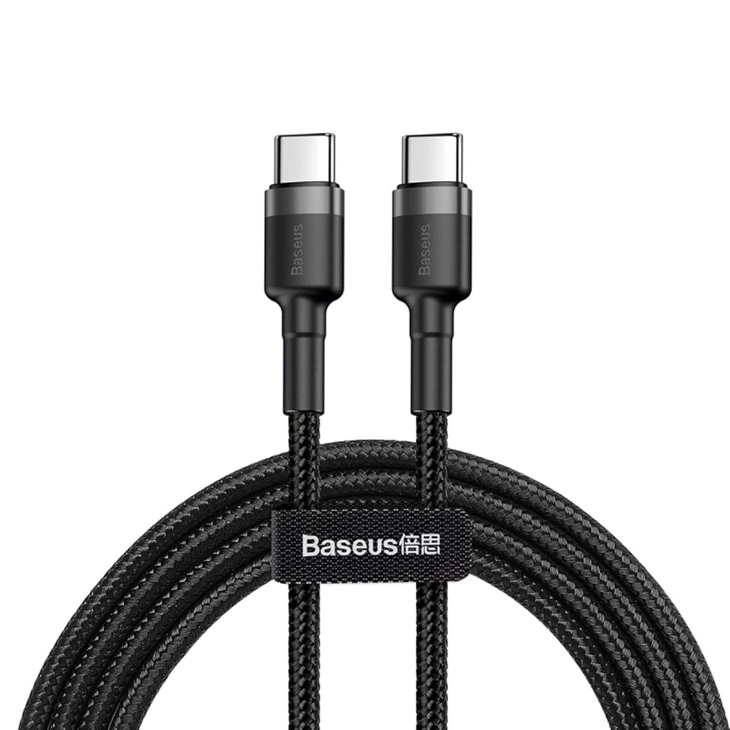Cabo Baseus Turbo USB-C para USB-C 2M 60W - Carregamento Rápido e Durabilidade em Nylon Preto