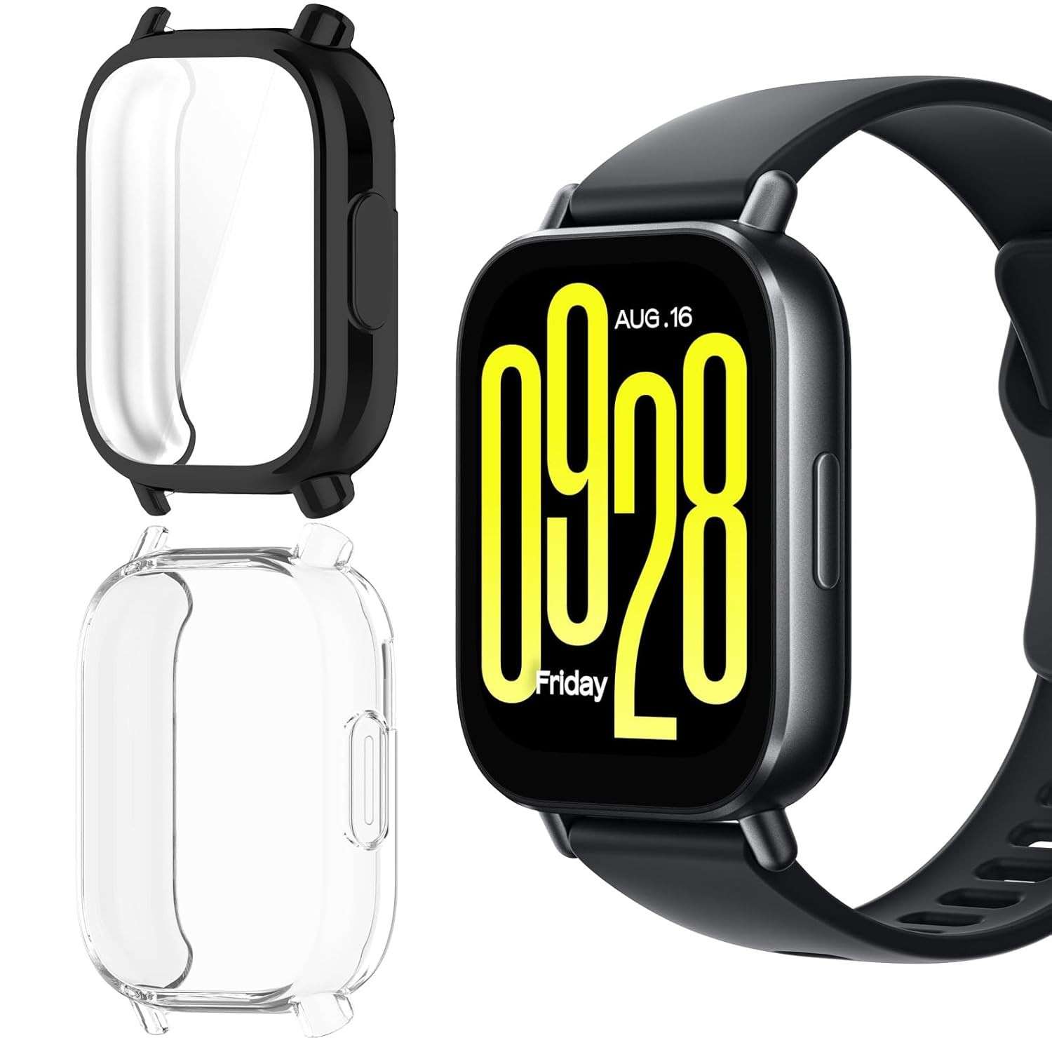 2Peças Capas Protetor de Tela Compatível com Xiaomi Redmi Watch 5 Active,Capa Protetora Bumper Case de TPU para Redmi Watch 5 Active