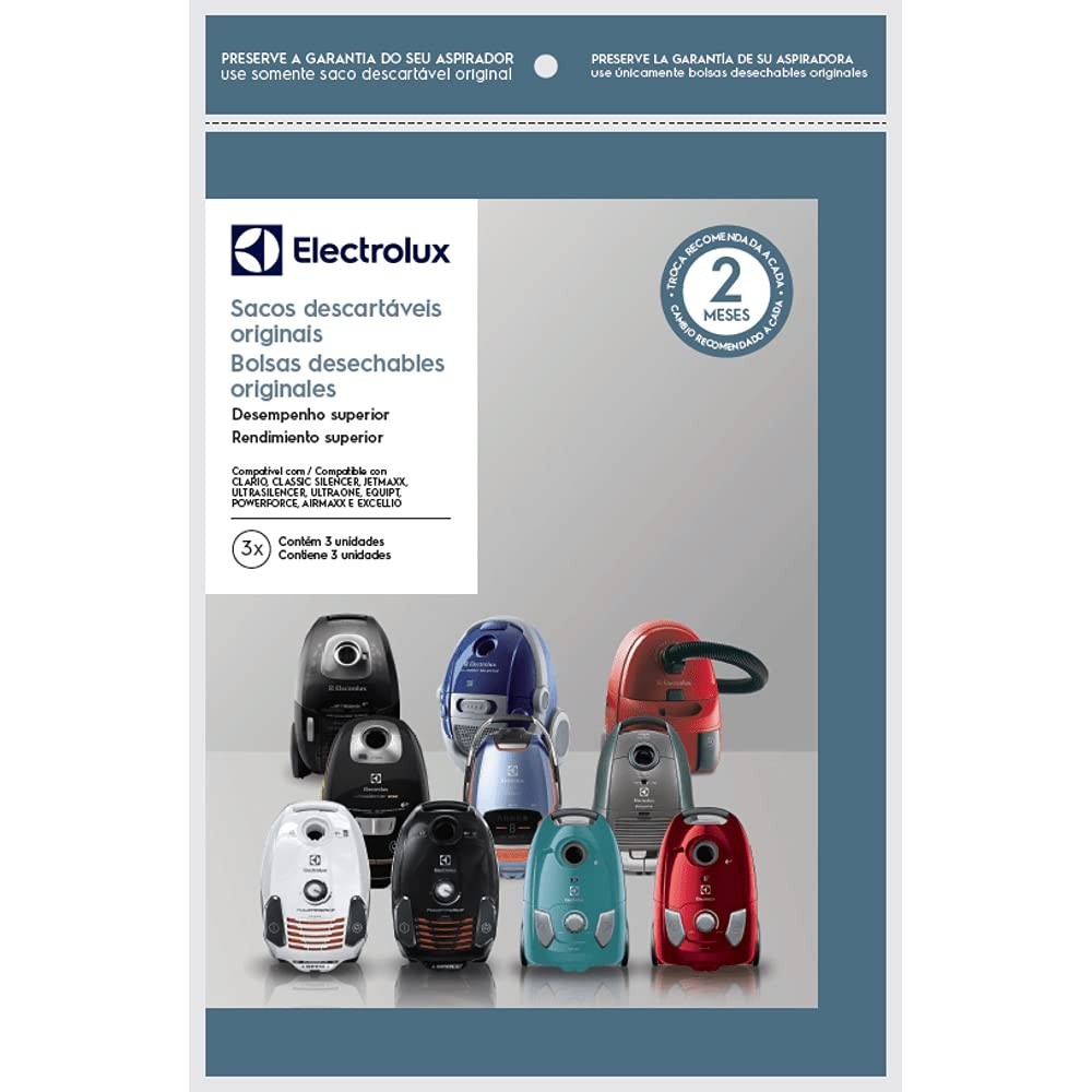 Kit 3 Sacos para Aspirador Electrolux - Compatível com Clario, Classic Silencer, Jetmaxx e Outros Modelos