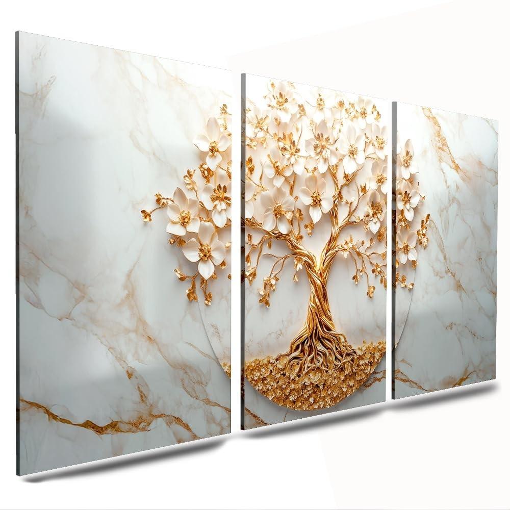 Quadro Decorativo Arvore da Vida em MDF Reflorestado | Conjunto 3 Peças 40x60cm para Decoração de Parede