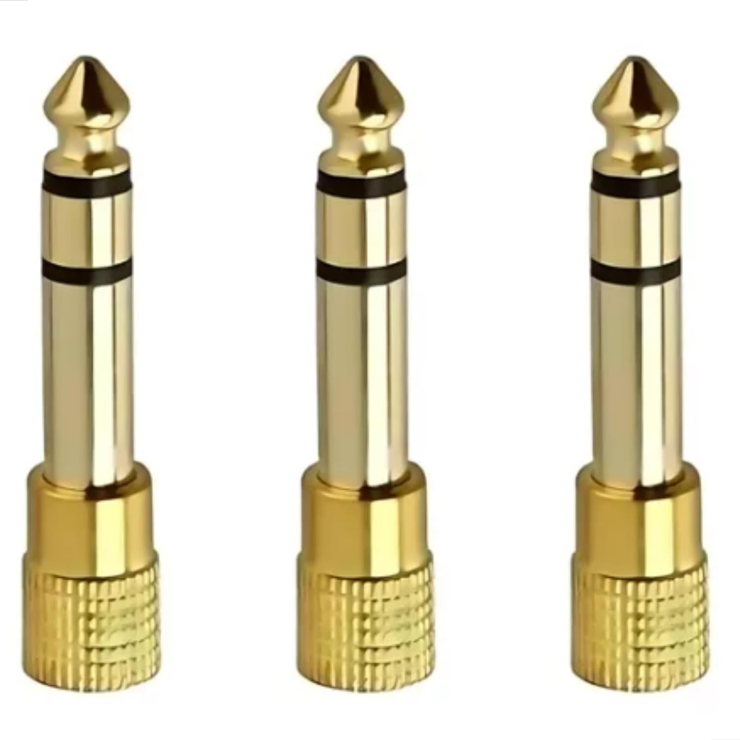 Kit 3 Adaptadores P2 Fêmea para P10 Macho Estéreo - Áudio Profissional Gold Premium