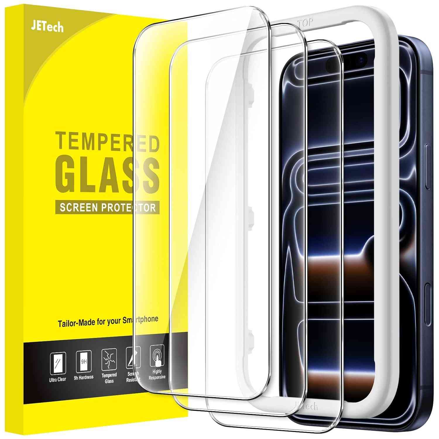 JETech Película de Vidro iPhone 17 Pro 6.3" - Proteção Premium 9H e Instalação Fácil (3 Unidades)