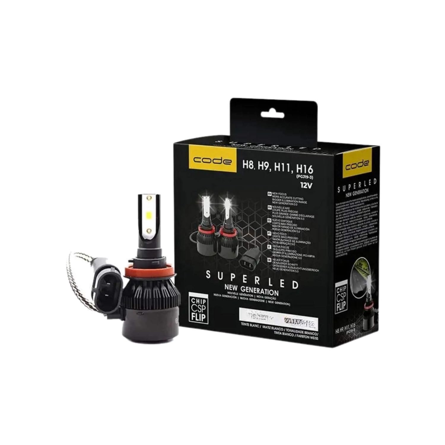 Super LED CODE H8/H9/H11/H16 8000K PGJ19-3: Iluminação Potente e Moderna