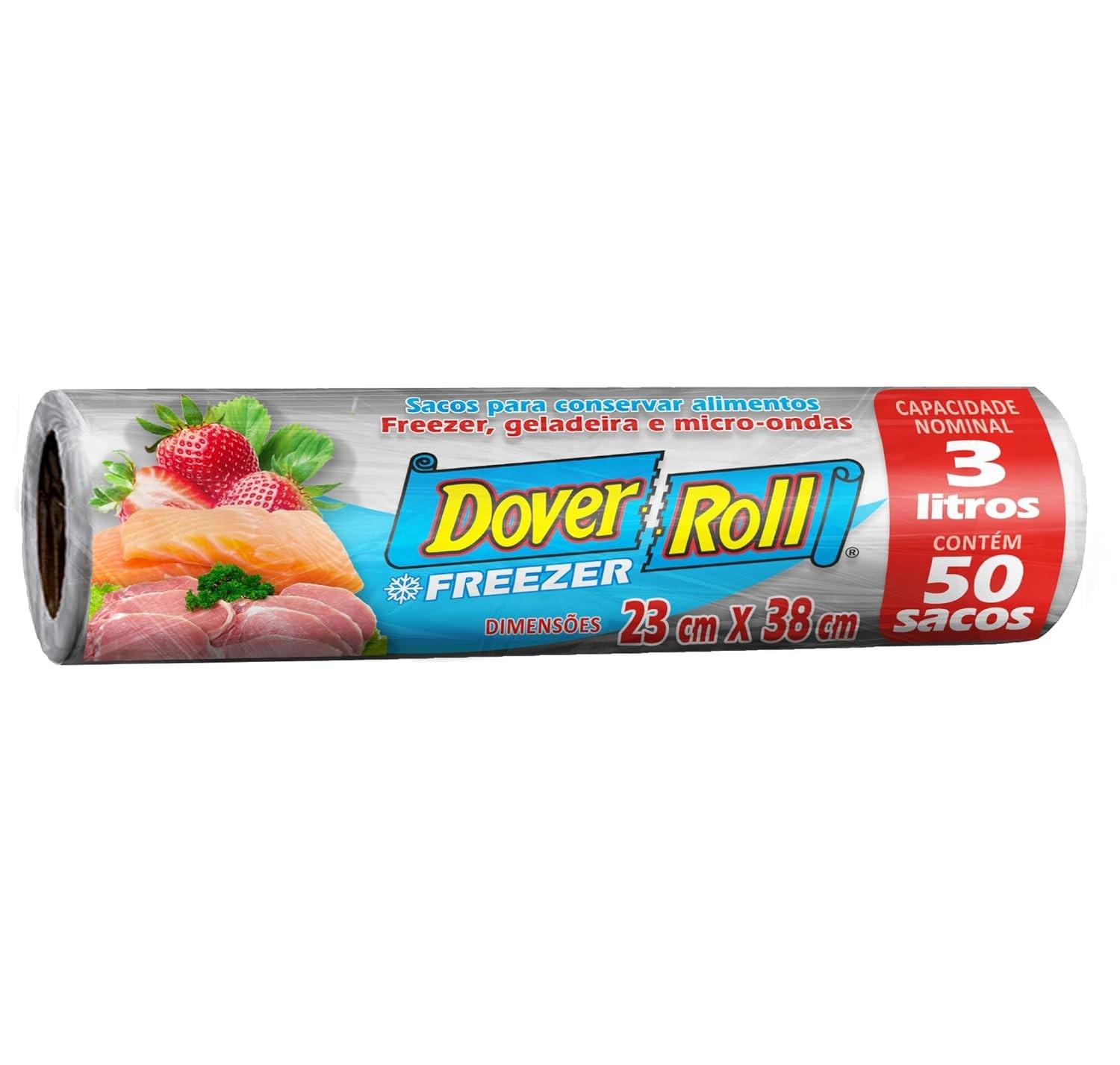 Freezer-Roll Saco Para Alimentos 3 Litros - Rolo com 50 Sacos Transparentes 23x38 cm
