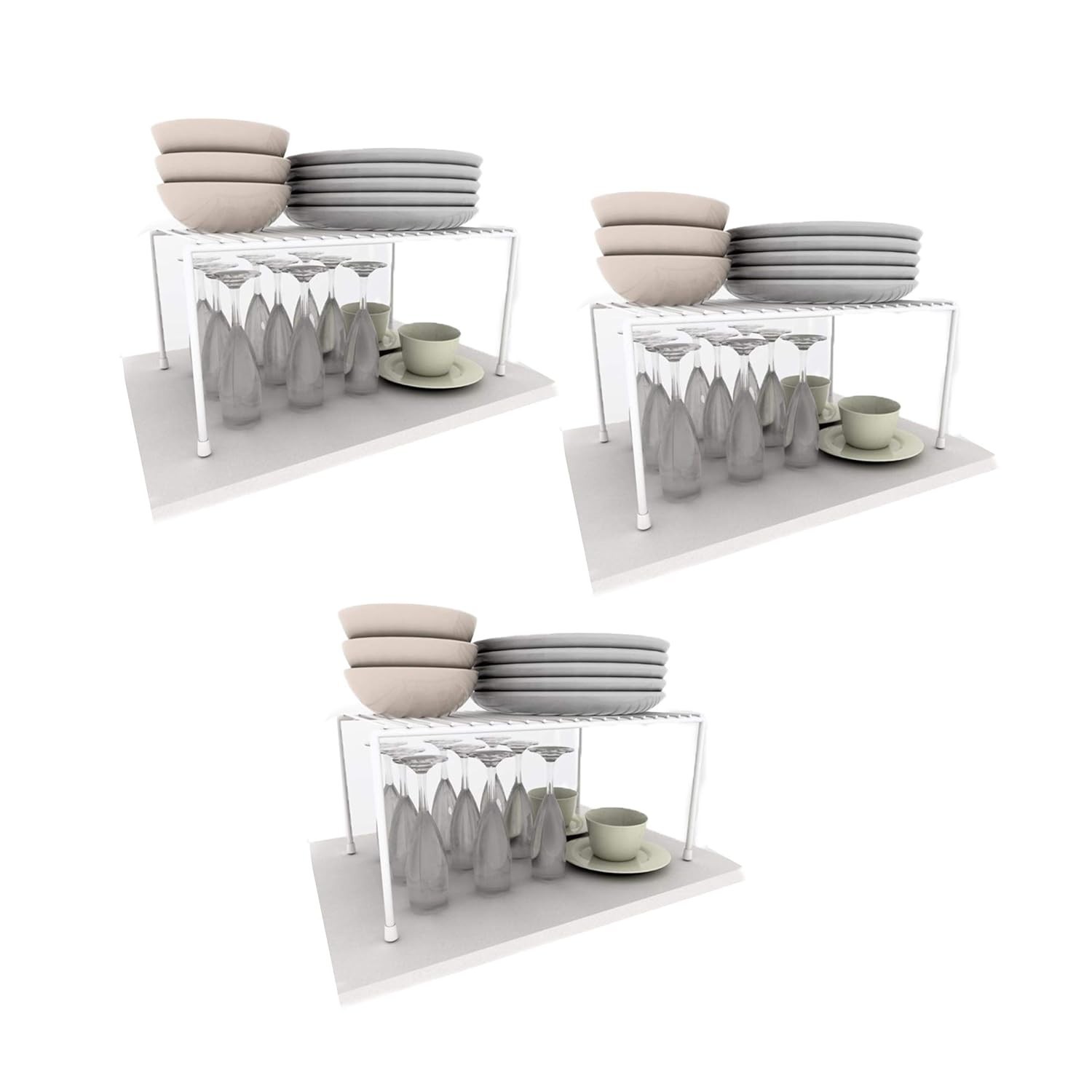 Kit com 3 Prateleiras Organizador de Cozinha em Aço DiCarlo - Design Sofisticado e Funcionalidade