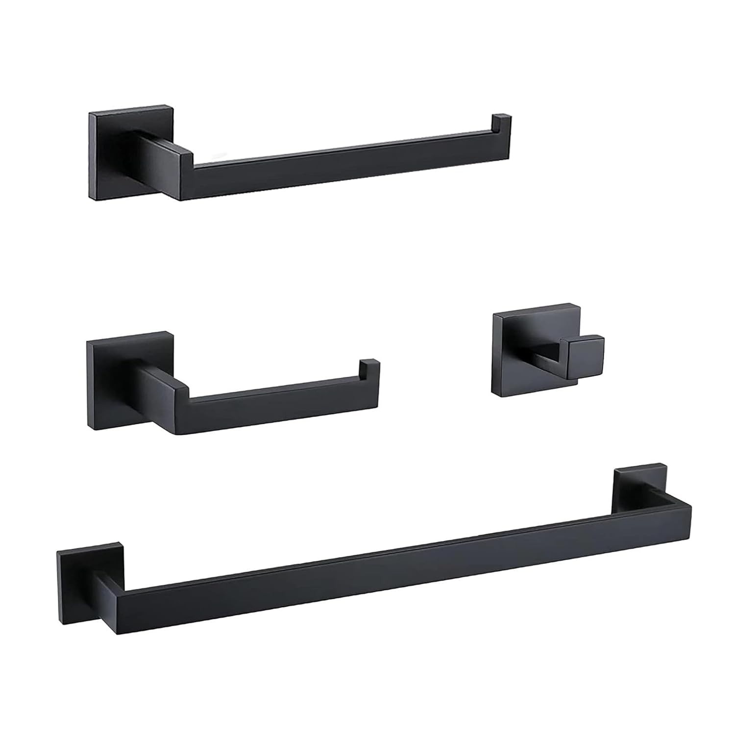 Conjunto de 4 Acessórios para Banheiro em Aço Inoxidável 304 Preto Fosco - Moderno e Durável